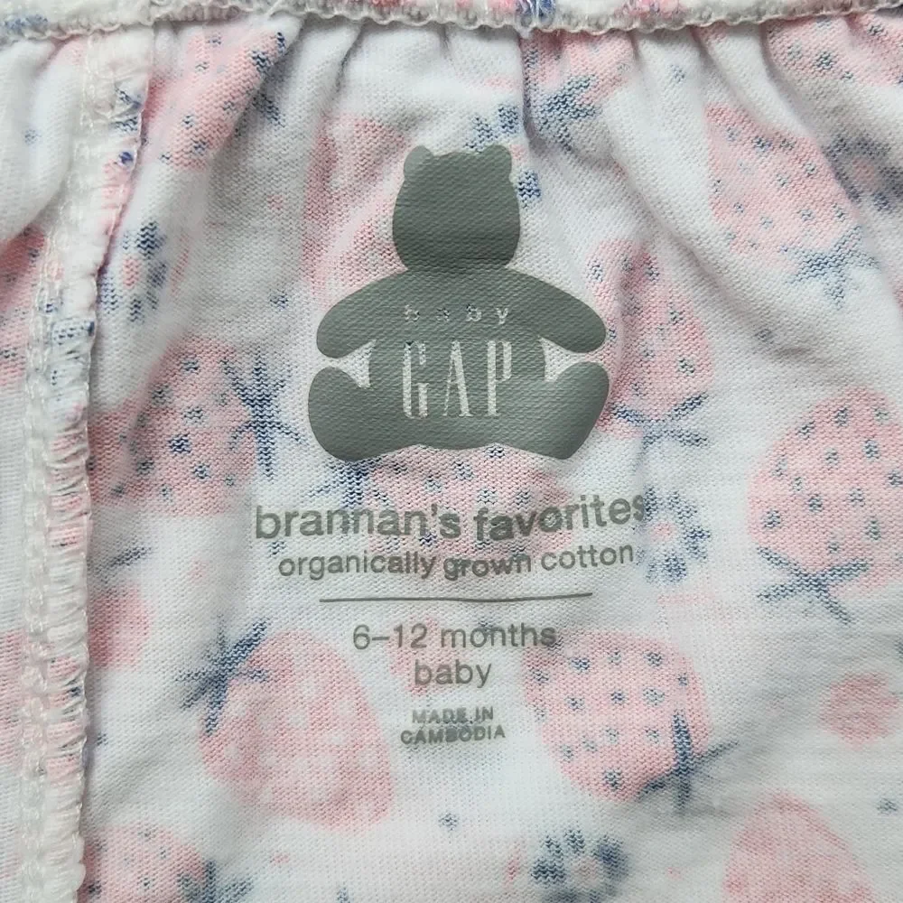 Baby Gap Pull-on Shorts Pink and White 100% Organic Cotton Size 6 - 12 Months